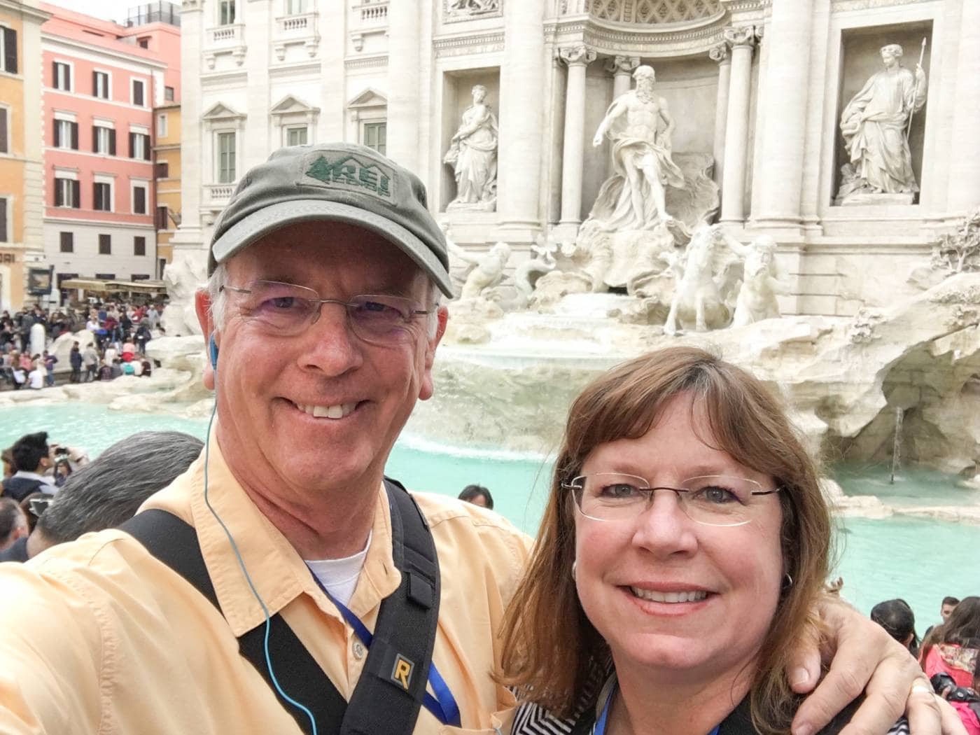 The Wylie Family in Italy - in front of the Trevi Fountain